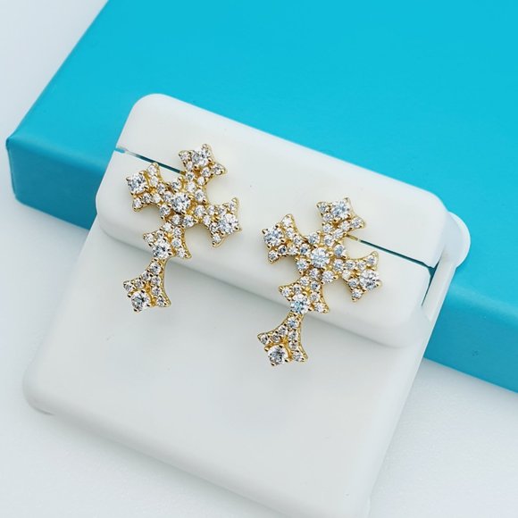 "14K Gold Plated 925 Sterling Silver CZ Beautiful Earrings for Women, 1USPAR4114 - Picture 4 of 6